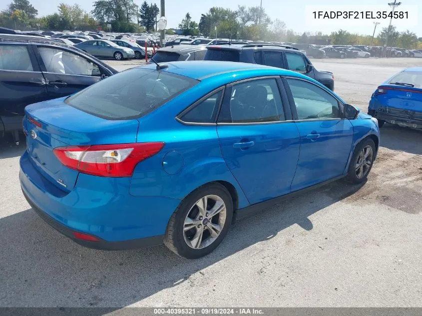 2014 Ford Focus Se VIN: 1FADP3F21EL354581 Lot: 40395321