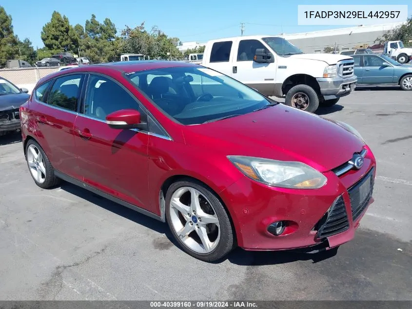 2014 Ford Focus Titanium VIN: 1FADP3N29EL442957 Lot: 40399160