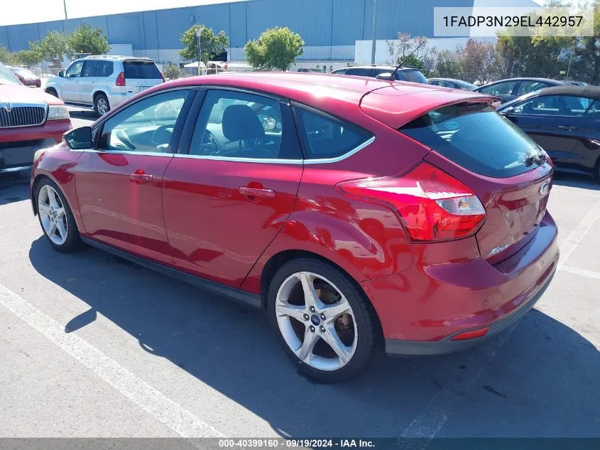 2014 Ford Focus Titanium VIN: 1FADP3N29EL442957 Lot: 40399160