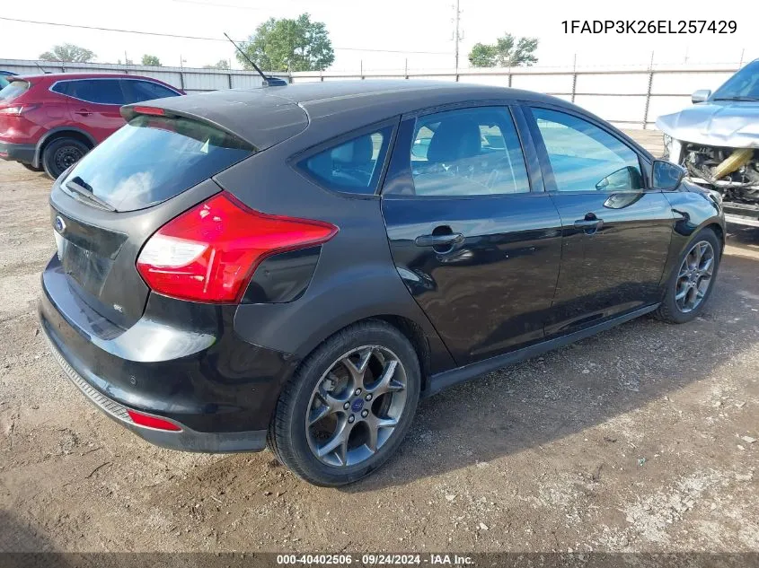 2014 Ford Focus Se VIN: 1FADP3K26EL257429 Lot: 40402506