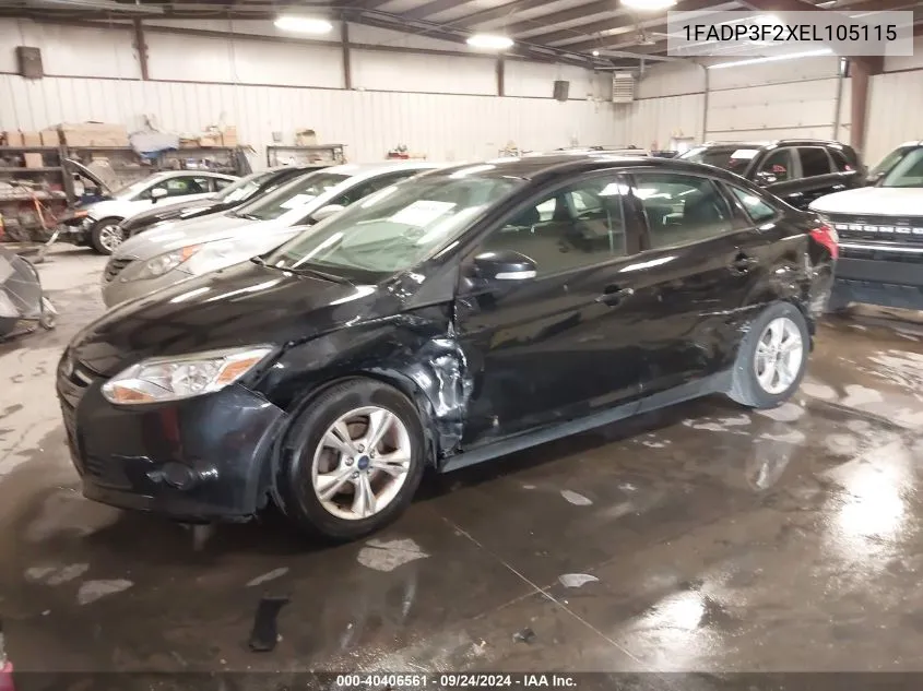 2014 Ford Focus Se VIN: 1FADP3F2XEL105115 Lot: 40406561