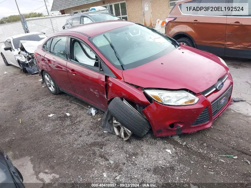 2014 Ford Focus Se VIN: 1FADP3F20EL192524 Lot: 40410957