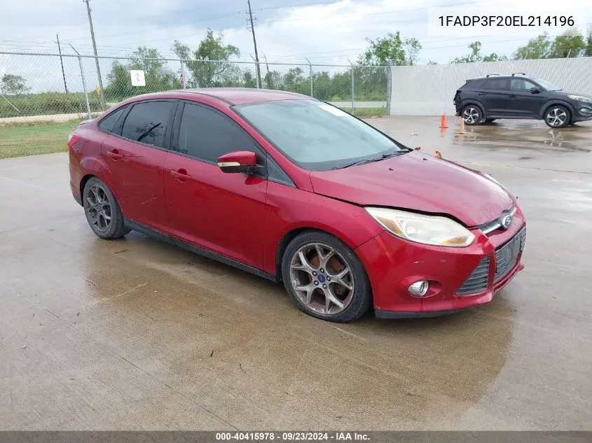 2014 Ford Focus Se VIN: 1FADP3F20EL214196 Lot: 40415978