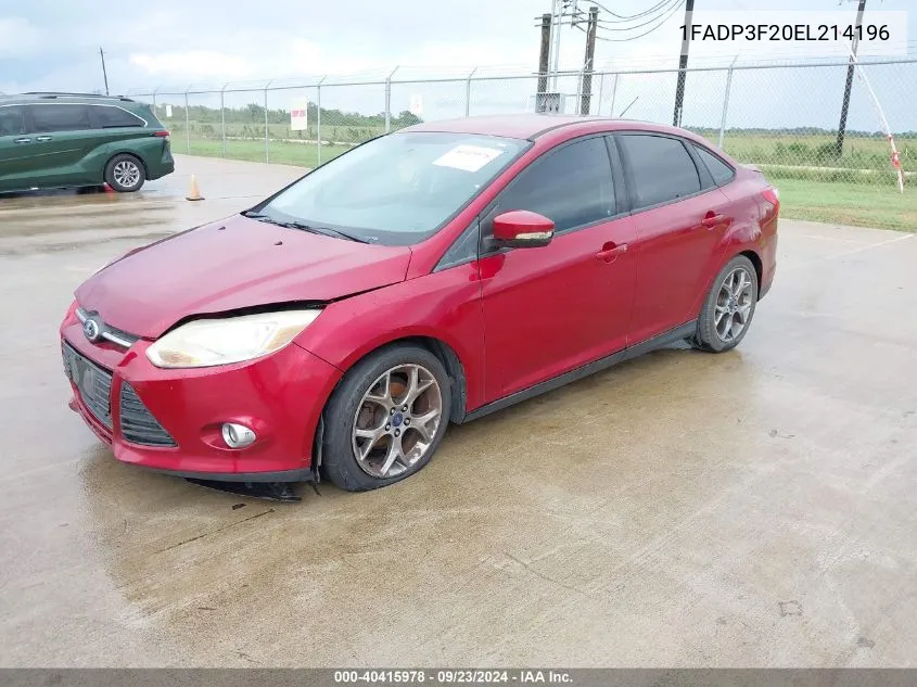 2014 Ford Focus Se VIN: 1FADP3F20EL214196 Lot: 40415978