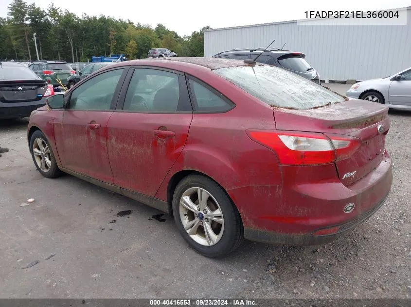 2014 Ford Focus Se VIN: 1FADP3F21EL366004 Lot: 40416553