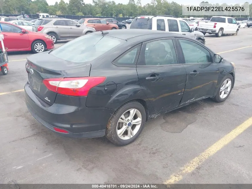 2014 Ford Focus Se VIN: 1FADP3F22EL425576 Lot: 40418701