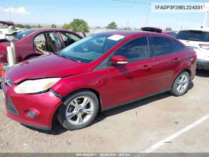 2014 Ford Focus Se VIN: 1FADP3F28EL224331 Lot: 40424817