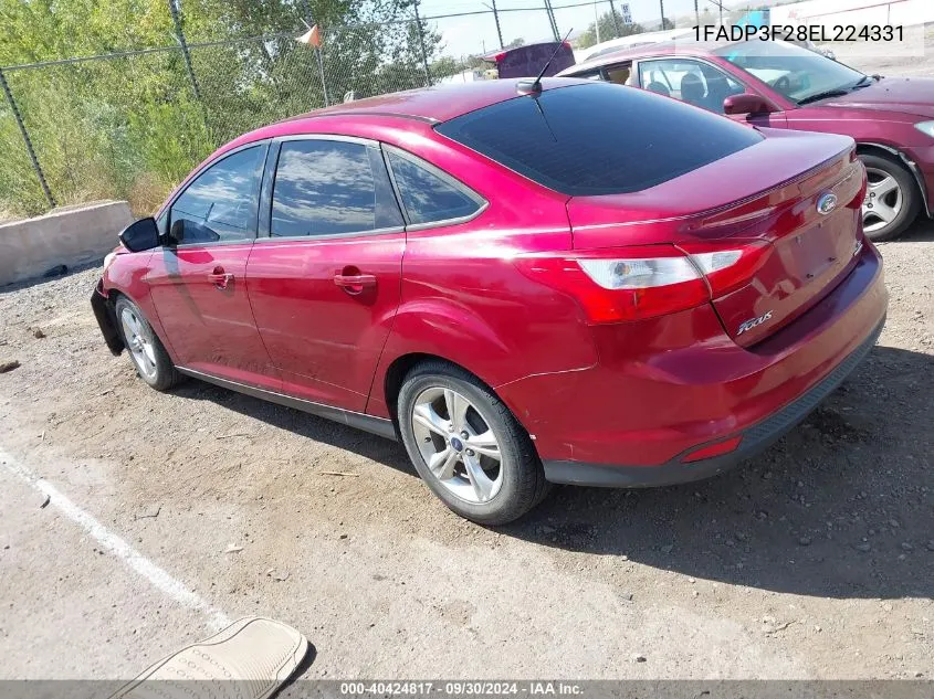 2014 Ford Focus Se VIN: 1FADP3F28EL224331 Lot: 40424817