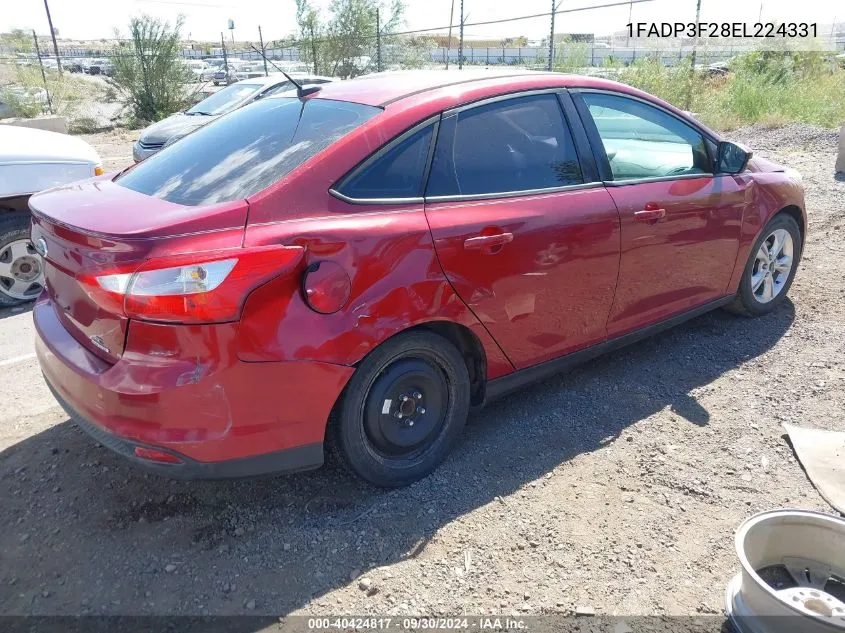 2014 Ford Focus Se VIN: 1FADP3F28EL224331 Lot: 40424817