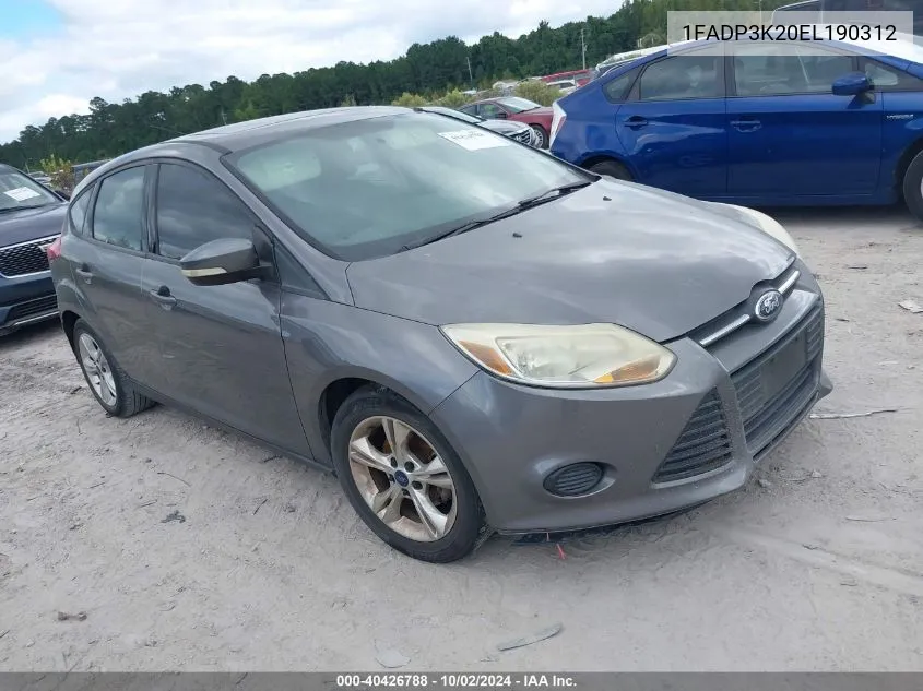 2014 Ford Focus Se VIN: 1FADP3K20EL190312 Lot: 40426788