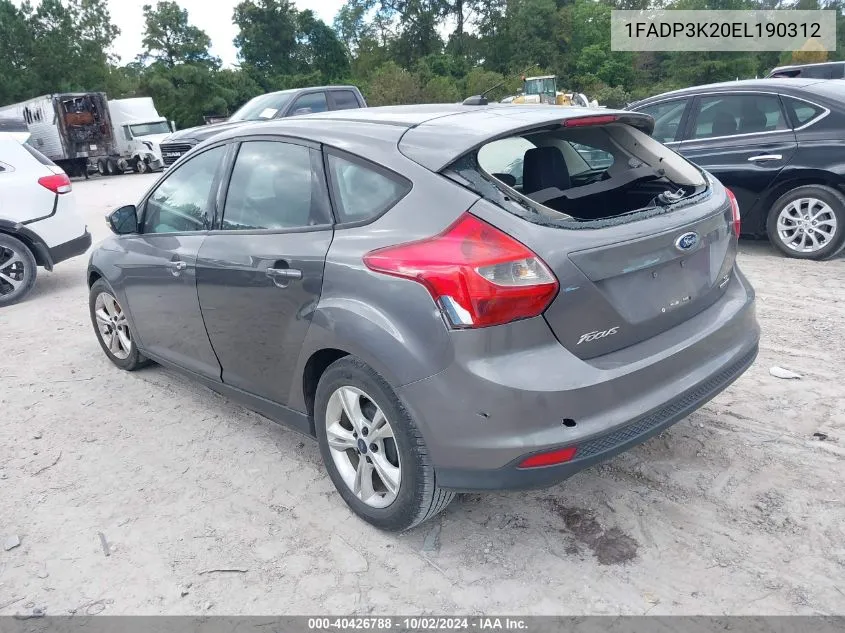 2014 Ford Focus Se VIN: 1FADP3K20EL190312 Lot: 40426788