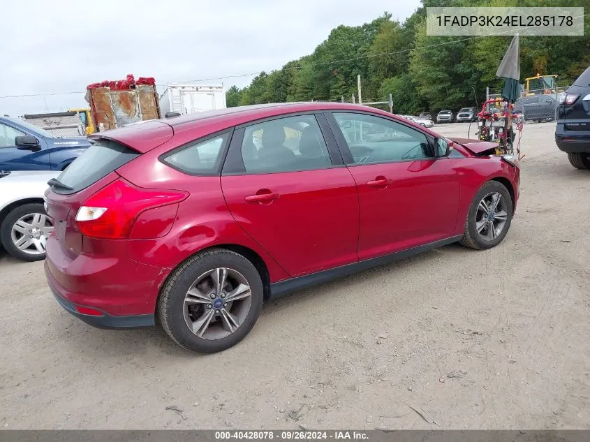 2014 Ford Focus Se VIN: 1FADP3K24EL285178 Lot: 40428078