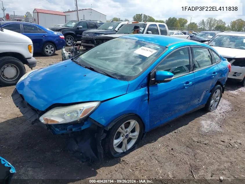 2014 Ford Focus Se VIN: 1FADP3F22EL411838 Lot: 40428794