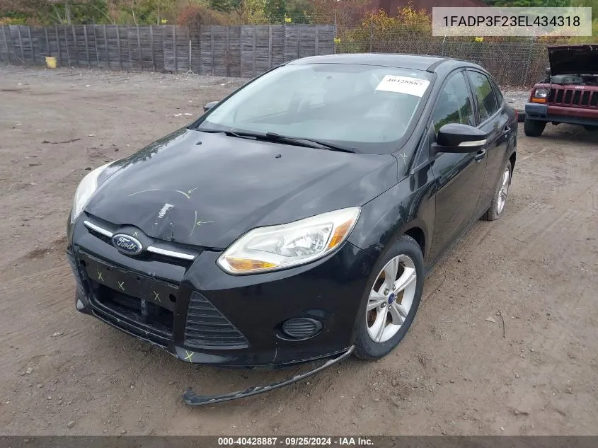 2014 Ford Focus Se VIN: 1FADP3F23EL434318 Lot: 40428887