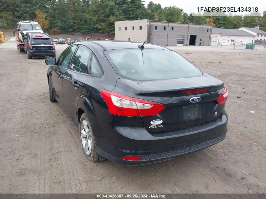 2014 Ford Focus Se VIN: 1FADP3F23EL434318 Lot: 40428887