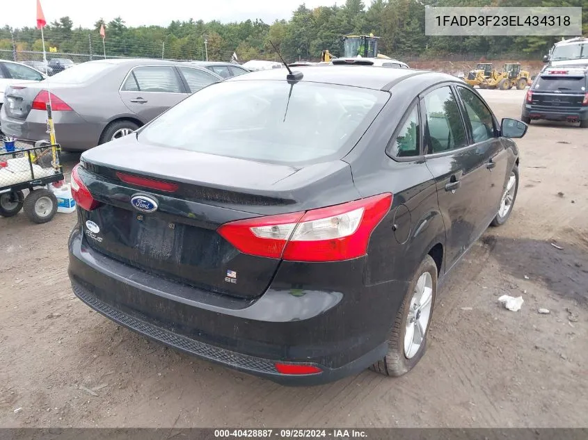 2014 Ford Focus Se VIN: 1FADP3F23EL434318 Lot: 40428887