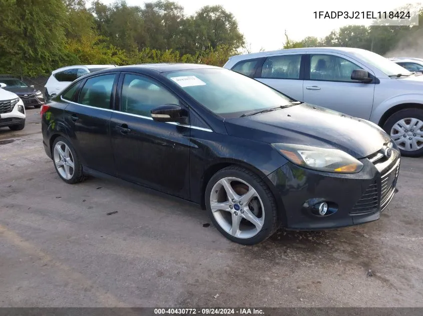 2014 Ford Focus Titanium VIN: 1FADP3J21EL118424 Lot: 40430772