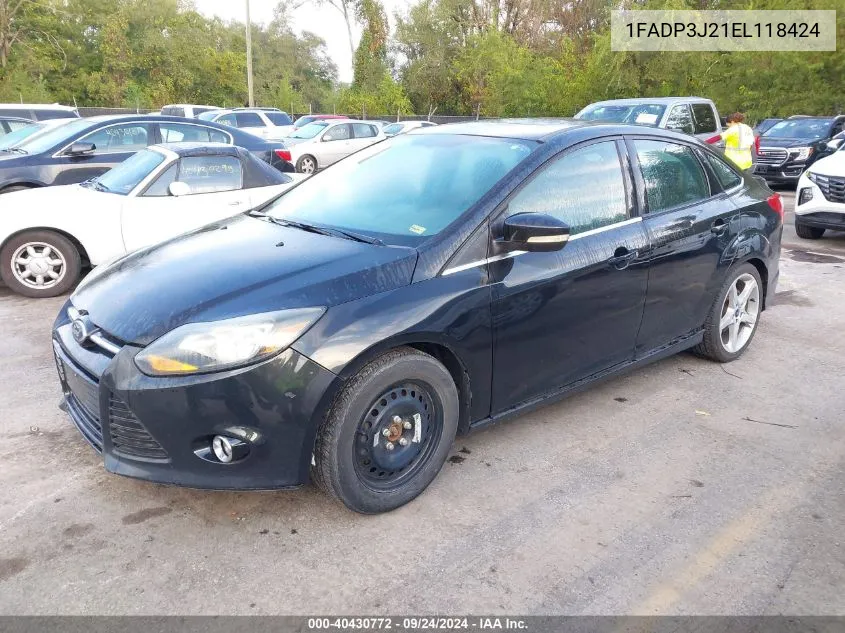 2014 Ford Focus Titanium VIN: 1FADP3J21EL118424 Lot: 40430772