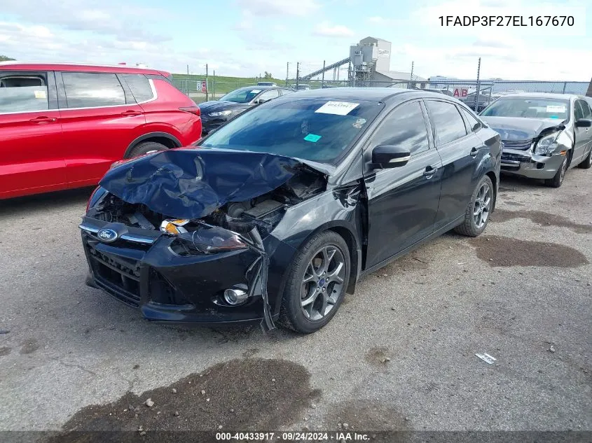 2014 Ford Focus Se VIN: 1FADP3F27EL167670 Lot: 40433917