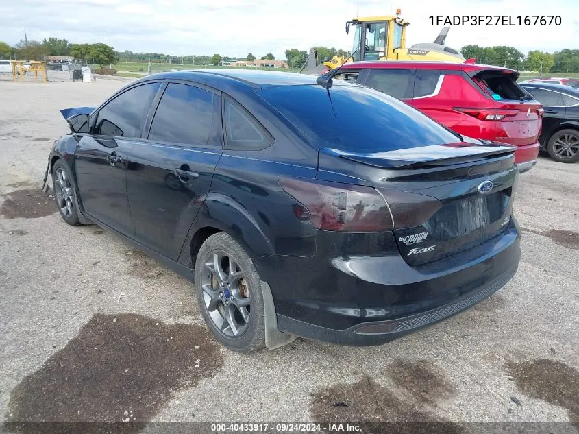 2014 Ford Focus Se VIN: 1FADP3F27EL167670 Lot: 40433917