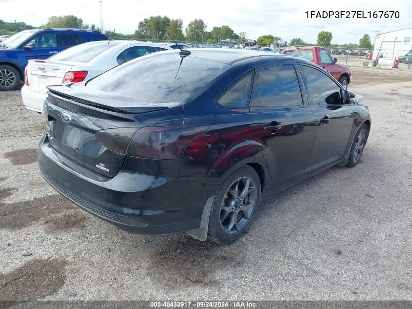 2014 Ford Focus Se VIN: 1FADP3F27EL167670 Lot: 40433917