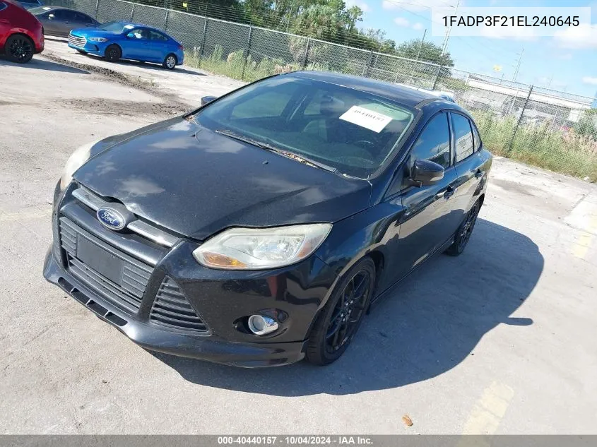 2014 Ford Focus Se VIN: 1FADP3F21EL240645 Lot: 40440157