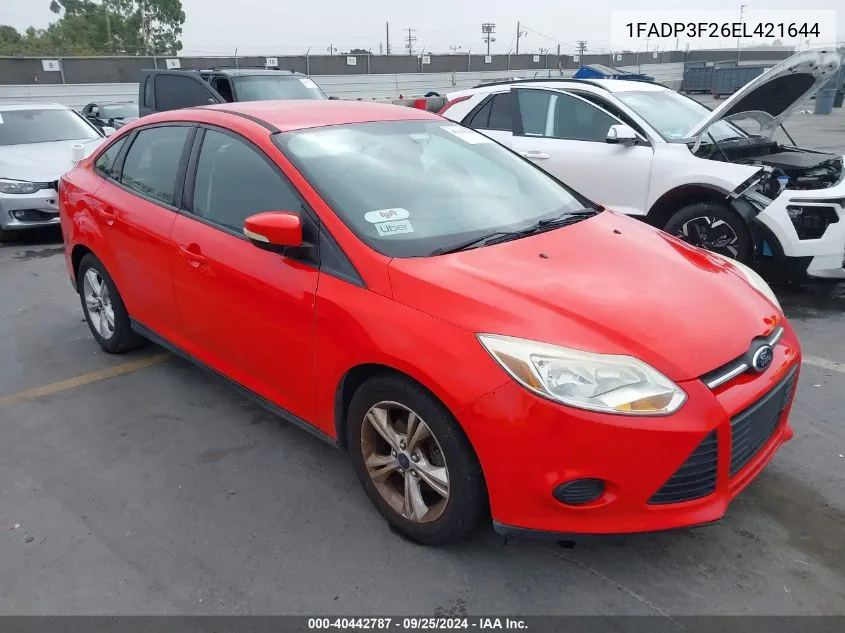 2014 Ford Focus Se VIN: 1FADP3F26EL421644 Lot: 40442787