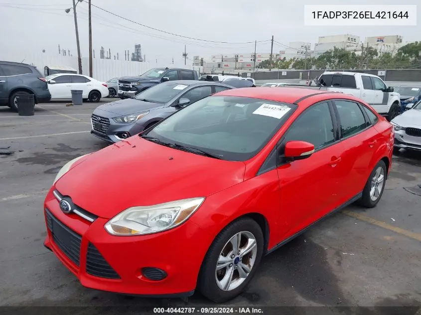 2014 Ford Focus Se VIN: 1FADP3F26EL421644 Lot: 40442787