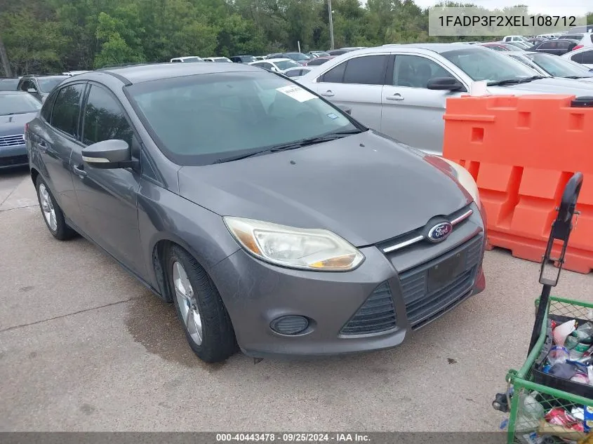 2014 Ford Focus Se VIN: 1FADP3F2XEL108712 Lot: 40443478