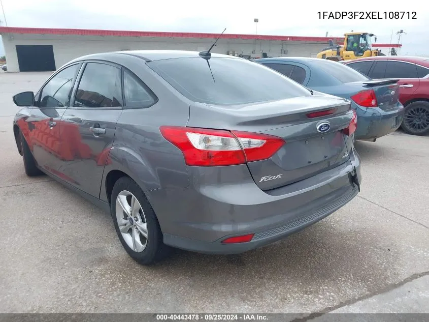 2014 Ford Focus Se VIN: 1FADP3F2XEL108712 Lot: 40443478