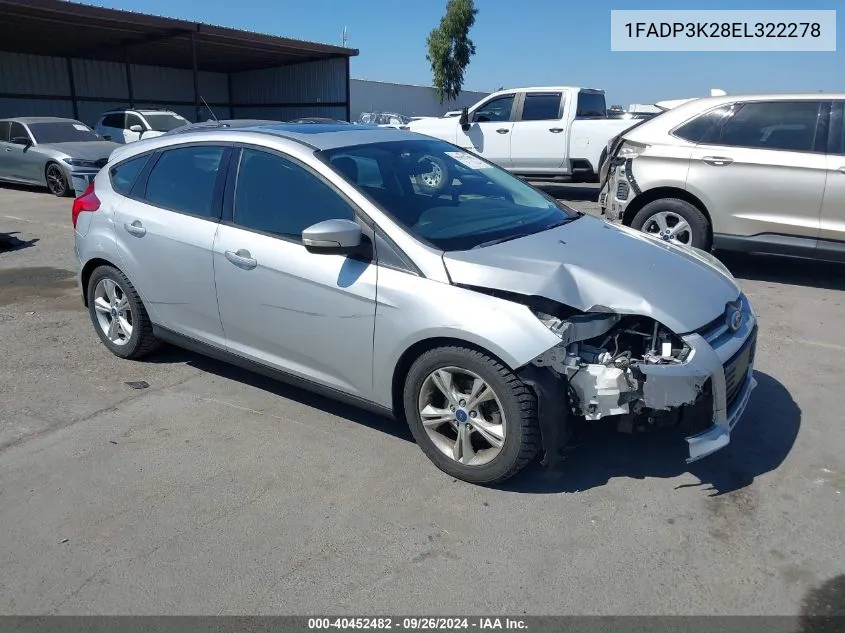 2014 Ford Focus Se VIN: 1FADP3K28EL322278 Lot: 40452482