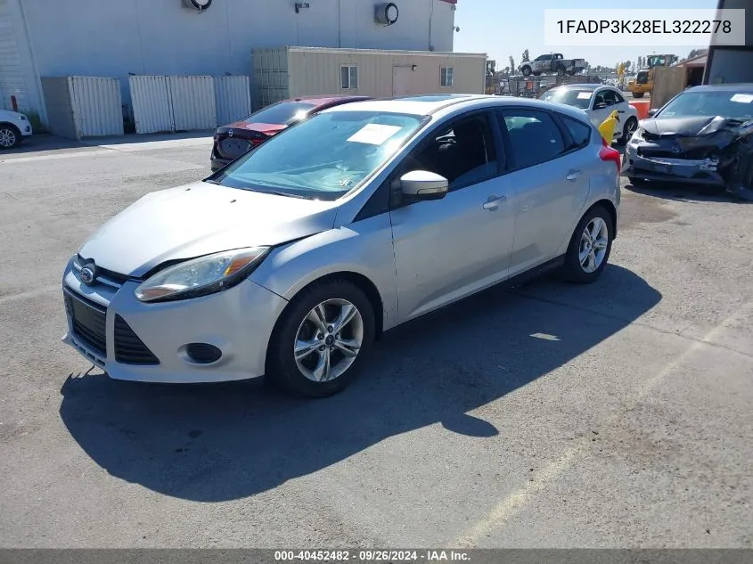 2014 Ford Focus Se VIN: 1FADP3K28EL322278 Lot: 40452482