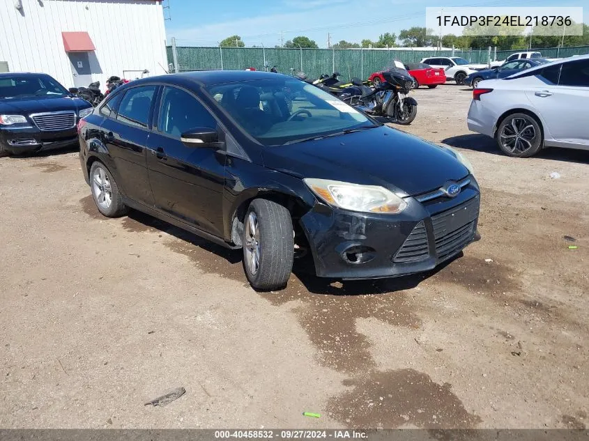 2014 Ford Focus Se VIN: 1FADP3F24EL218736 Lot: 40458532