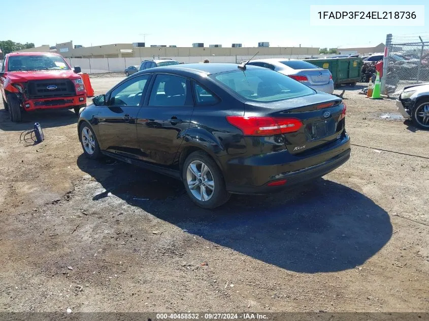 2014 Ford Focus Se VIN: 1FADP3F24EL218736 Lot: 40458532