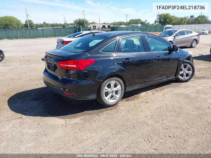 2014 Ford Focus Se VIN: 1FADP3F24EL218736 Lot: 40458532