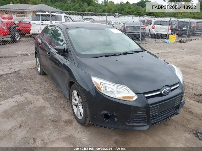 2014 Ford Focus Se VIN: 1FADP3F20EL448922 Lot: 40468168