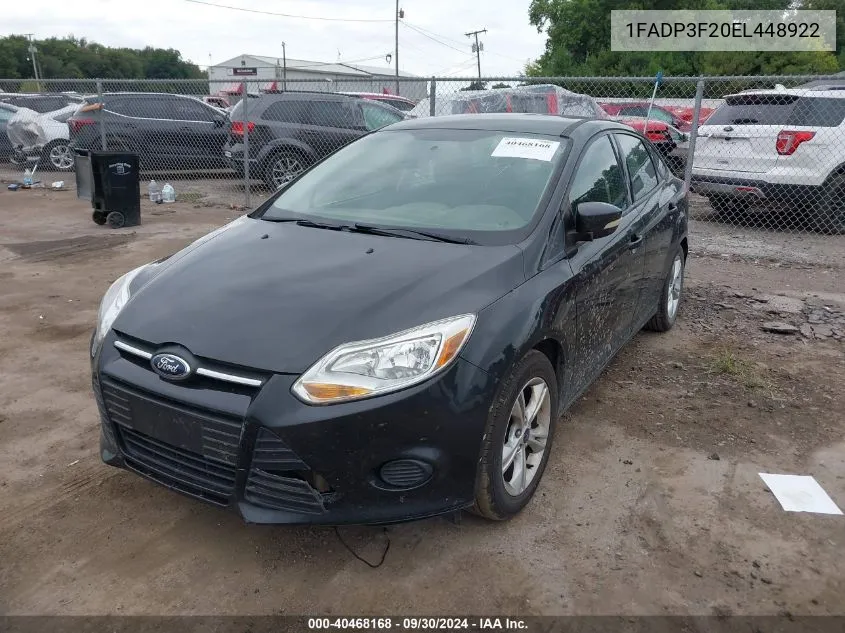 2014 Ford Focus Se VIN: 1FADP3F20EL448922 Lot: 40468168