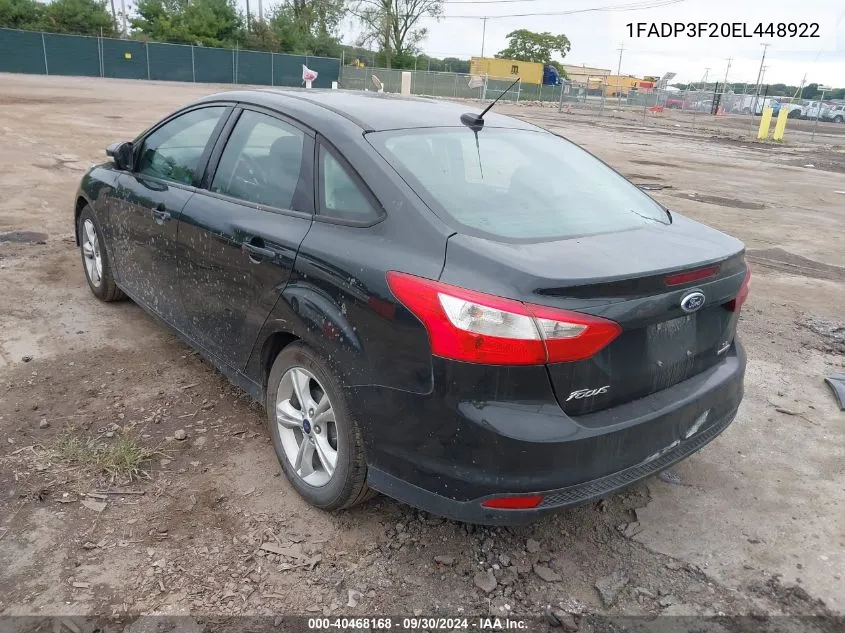 2014 Ford Focus Se VIN: 1FADP3F20EL448922 Lot: 40468168