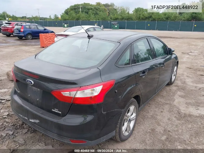 2014 Ford Focus Se VIN: 1FADP3F20EL448922 Lot: 40468168