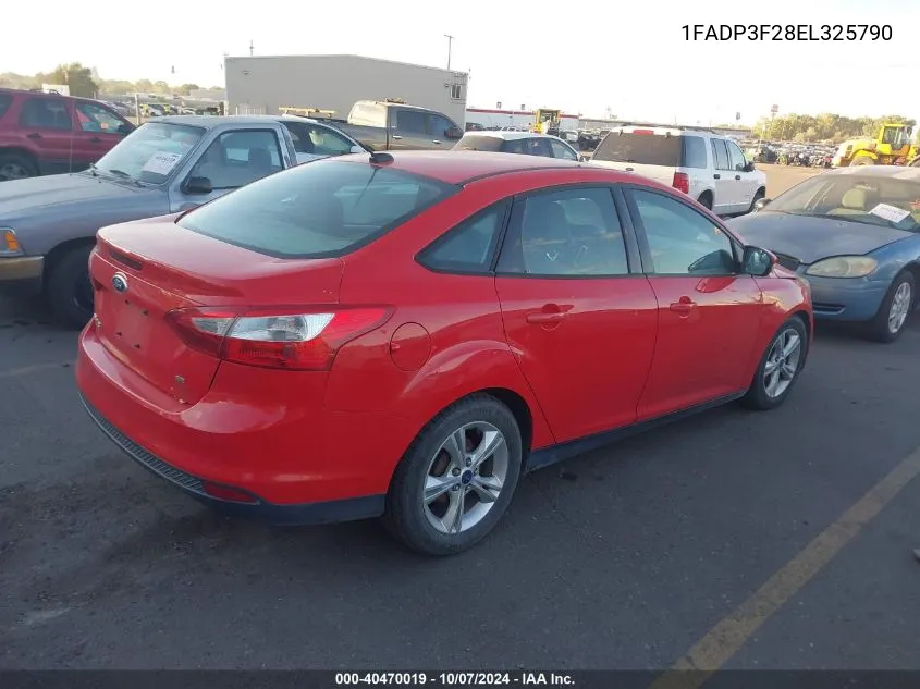 2014 Ford Focus Se VIN: 1FADP3F28EL325790 Lot: 40470019