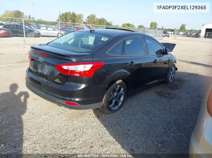 2014 Ford Focus Se VIN: 1FADP3F2XEL129365 Lot: 40471314