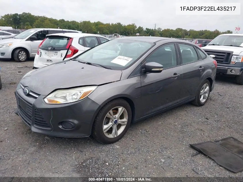 2014 Ford Focus Se VIN: 1FADP3F22EL435217 Lot: 40471995