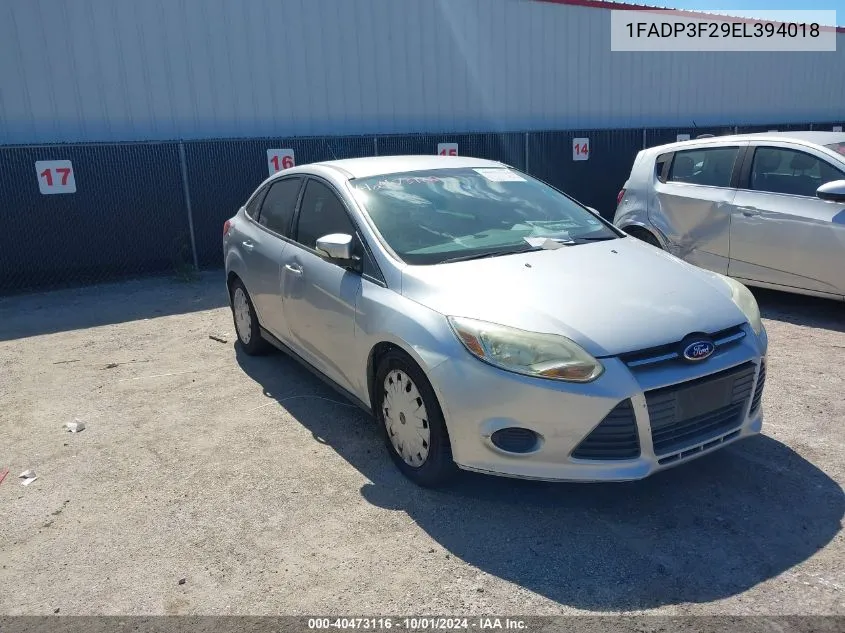 2014 Ford Focus Se VIN: 1FADP3F29EL394018 Lot: 40473116