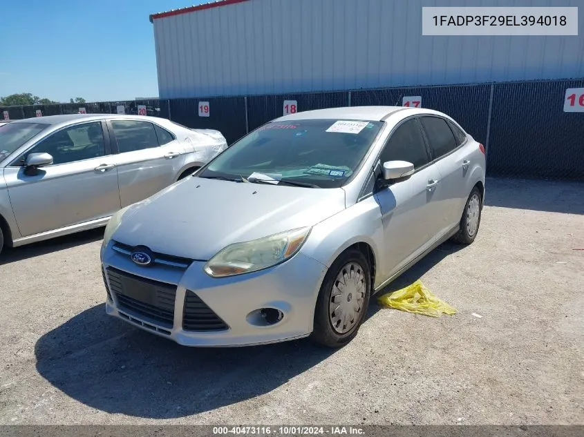 2014 Ford Focus Se VIN: 1FADP3F29EL394018 Lot: 40473116