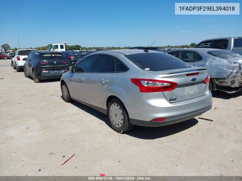 2014 Ford Focus Se VIN: 1FADP3F29EL394018 Lot: 40473116