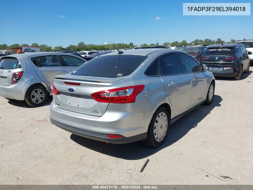 2014 Ford Focus Se VIN: 1FADP3F29EL394018 Lot: 40473116