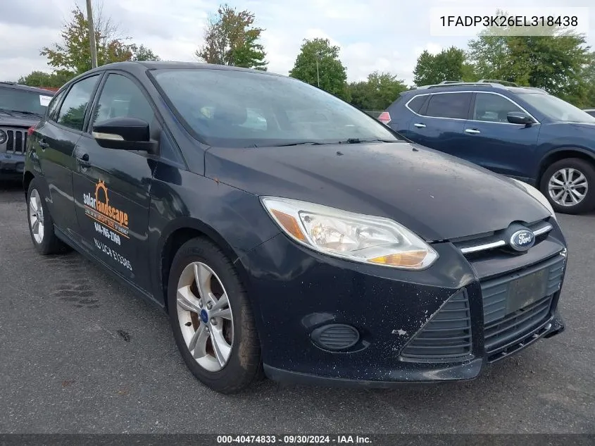 2014 Ford Focus Se VIN: 1FADP3K26EL318438 Lot: 40474833