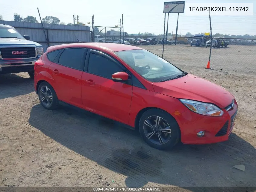 2014 Ford Focus Se VIN: 1FADP3K2XEL419742 Lot: 40475491