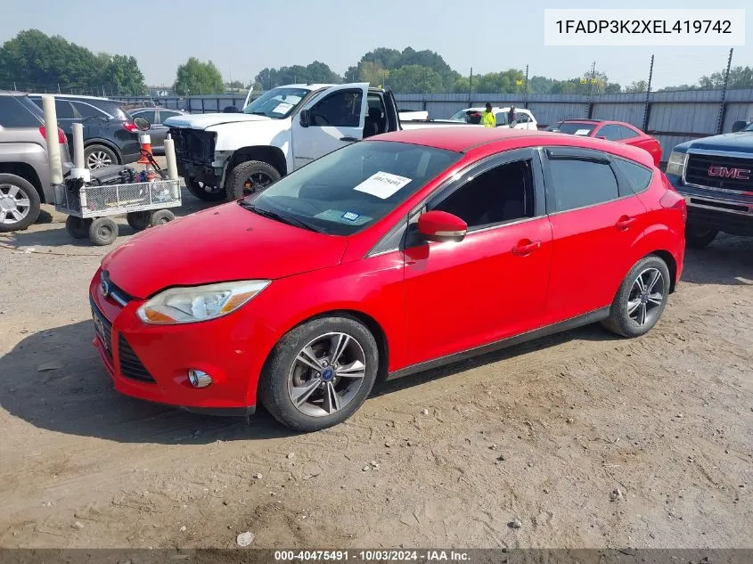 2014 Ford Focus Se VIN: 1FADP3K2XEL419742 Lot: 40475491