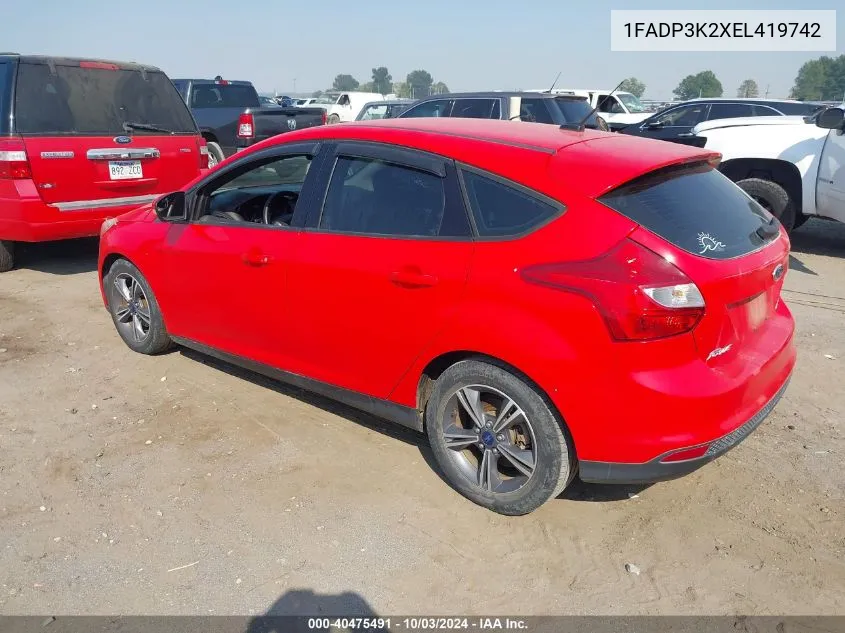 2014 Ford Focus Se VIN: 1FADP3K2XEL419742 Lot: 40475491